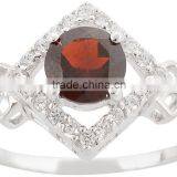 6 mm Round Shape Garnet-CZ Ring Earring Set thumbnail-2
