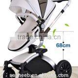 Luxury Leather Material Baby Stroller 3 In 1 High Landscape Baby Doll Pram
