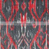 Ikat Kantha Handmade Quilt, Printed Cotton Designer Bedspread thumbnail-1