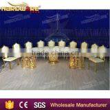 Golden Stainless Steel Frame Half Round Dining Table / Half Round Table thumbnail-6