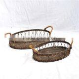 Shabby French Chic Oval Shape Rustic Metal Tray