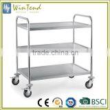Stainless steel catering service trolley, restaurant cleaning service trolley