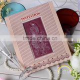 pink flower china style traditional invitation card