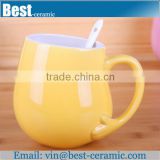 yellow promotion tea ceramic cup with spoon