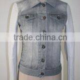 Women Jeans Jacket With White PU Jacket 2016 New thumbnail-2