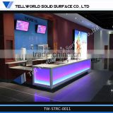 Artificial marble top frosted glass led lighting commercial reception desk