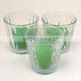 Round Shape Votive Candle Holder Clear Candle Glass With Embossed Pattern thumbnail-2