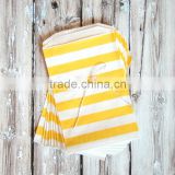 Yellow and White Horizontal Striped Paper party Treat Bags