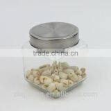 500ml SQUARE GLASS STORAGE JAR WITH METAL LID thumbnail-2