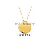 14K Solid Gold Id Evil Eye Personal Charm Necklace thumbnail-1