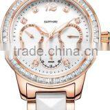 Ceramic Watch Stainless Steel Case Back Water Resistant Diamond Quartz Japan Movt Ladies Watch thumbnail-1