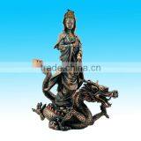 Bronze Kuan Yin With Easter Dragon Buddhism Display Statue thumbnail-1