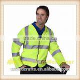 New High Visibility Safety Vest With Zipper Reflective Tape Strips Yellow thumbnail-2