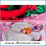 Handmade Christmas Stretch Bracelet With Snowman Handpainted Glass Bead Bracelets thumbnail-4