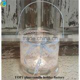 Glass Candle Holder With Metal Trim thumbnail-2