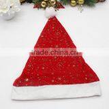 China Products Custom Traditional Star Tree Reindeer Pattern Red Fabric Christmas Cap Wool Felt Custom Santa Hats for Festival thumbnail-1