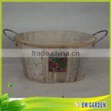 French Style Decorative Big Elegant Delicate Round Rustic Wood Flower Pot thumbnail-4