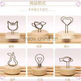 Personalized Various Shapes Round Wooden Base Memo Card Clips