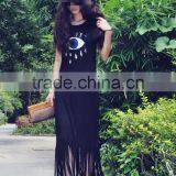 Guangzhou Wholesale Clothing OEM Big Eye Paillette Black Long Tassels Dress thumbnail-1