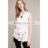 Round Neck Sleeve Summer Ruffle Top Latest Saree Blouse Designs thumbnail-1