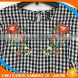 Women Latest Design Custom Embroidery Check Long Sleeve Shirt thumbnail-4