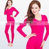 Custom 2014 New Winter Women's Modal Slim Sheath Long Johns Ladies Seamless Thermal Underwear O-neck Low Collar Top+pant Shapewe thumbnail-1