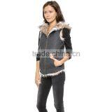 HAODUOYI Women Fashion Gray Faux Fur Two Way Sleeveless Coat thumbnail-3