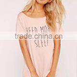 Custom Logo Need More Sleep Night Print Nightwear Shirt Roll Cuff Longline T-shirt Pajamas Short Sleeve Tee Dress thumbnail-3