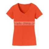 China Supplier Ladies V-neck 100 Polyester Fashion Basic Quick Dry Tshirt thumbnail-2