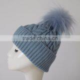 Myfur Top Selling Products Crochet Captain America Beanie Hat With Raccoon Fur Pom Pom Dinosaur in thumbnail-3