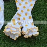 Baby Girls Boutique Clothing Infant Girl Kids Clothes White Gold Dot Brand Romper With Matching Headband and Legwarmer Set thumbnail-4