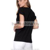 Wholesale Crew Neck Rolled Cuffs Cotton t Shirt Women t Shirts thumbnail-4