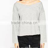 Latest off the Shoulder Neck Raw Cut Edges Women Sweatshirt thumbnail-4