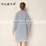 Hot Sale New Fashion High Grade Grey Long Style Ladies Hand Knitting Wool Coats thumbnail-2