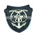 Black PU Leather Patch With Metal Alloy Logo Clothing Labels for Jeans/jacket PLB-017 thumbnail-3