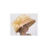 57cm Light Yellow Womens Church Hats With 9cm Down Straw Braid Sewing Brim thumbnail-1