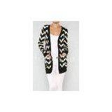 Customized Zig Zag Open Cardigan Womens Knit Sweaters with Chevron Printed