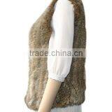 YRFUR YR014 Natural Brown Basic Model Apparel Top Quality Real Rabbit Knitted Fur Vest thumbnail-6