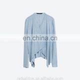 Light Blue Casual Suede Lapel Jacket , Artificial Schammy Jacket thumbnail-5