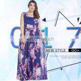 3084# Long Floral Flowers Printed Bohemian Fashion Dress Plus Size Boho Beach Silk Chiffon Maxi Dresses thumbnail-4