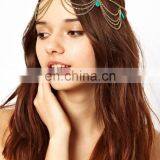Beach Multilayer Metal Gold Plated Chain Hair Bands With Turquoise Beads Hair Accessories Gold Chain Turquoise Headband thumbnail-6