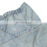 OEM Turtle High Collar Oversized Loose Fit Cuff Washed Men Street Style Jean Denim Jacket thumbnail-3