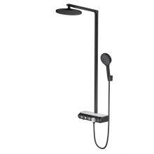 NEW IT-P005 Luxury Black Rain Shower Sets With Bracket Chrome Colour 3 Functions Foshan Factory thumbnail-5