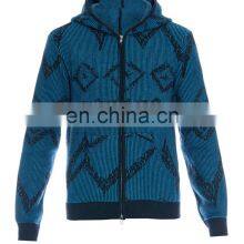 Plain Men Zipper Hoodie Intarsia Cashmere Cardigan thumbnail-4