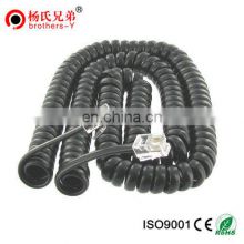 Black Coiled Telephone Phone Handset Cable Cord, Coiled Length 3' up to 12'