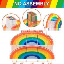 Rainbow Acrylic Pen Holder 5 Compartments Desk Pen Organizer for School Home thumbnail-3