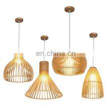 Domed Shape Retro Natural Decorative Modern Wooden Bird Cage Chandelier Kitchen Lampshade Restaurant Wooden Pendant Lights