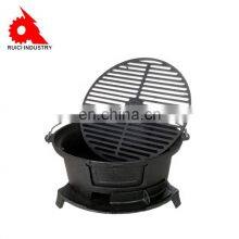 Wholesale Outdoor BBQ Round Enamel Cast Iron Hibachi Grill thumbnail-2
