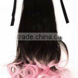 Dip Dyed Three Tone Pony Tail Wigs Synthetic Hair Wig Hair Extension Ponytail Wig thumbnail-2