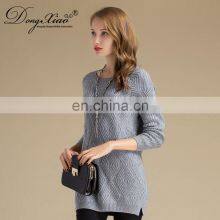 Pure Cashmere Women's Round Neck Sweater With Thick Diamond Pattern Women's Clothing thumbnail-3